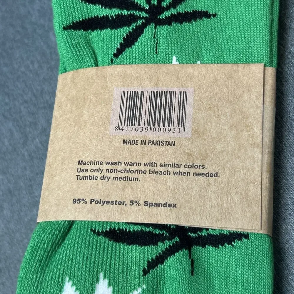 NEW Pro M3 Weed Leaf Socks Green Men's One Size Fits Most Novelty Crew Socks NWT